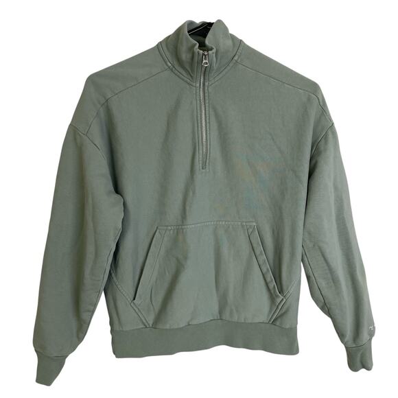 Rag & Bone Quarter Zip Pullover Womens XS Green Sweatshirt Long Sleeve Outdoors - Picture 1 of 9